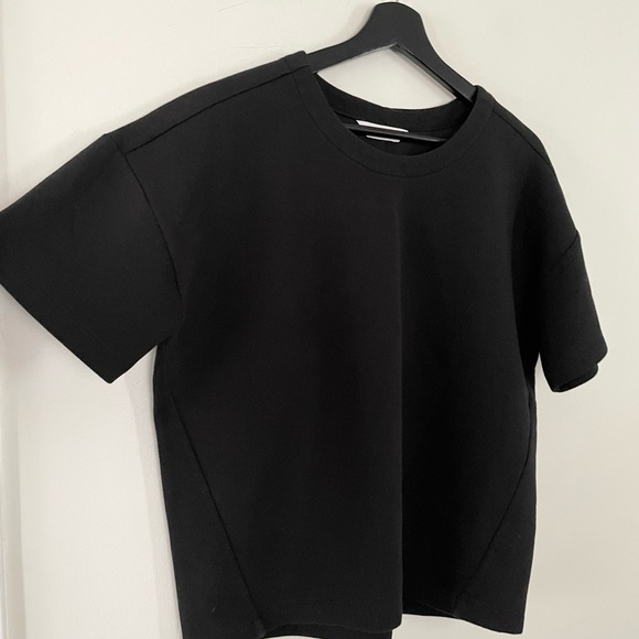 Everlane Black Scuba Short Sleeve Boxy Sweatshirt Medium - Picture 6 of 6